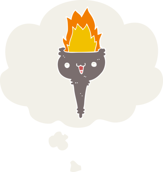 Düşünce baloncuğuyla yanan çizgi film kadehi insan tarafından çizilmiş.