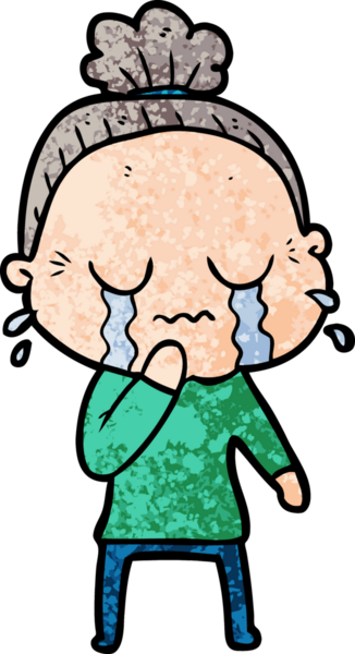 Bir insan tarafından çizilmiş ağlayan yaşlı bir kadın.