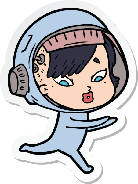 Bir insan tarafından çizilmiş astronot bir kadının çıkartması.