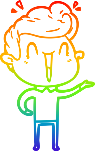 Gökkuşağı gradyanı çizimi bir insan tarafından çizilmiş heyecanlı bir çizgi film