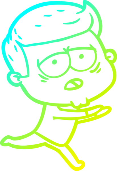 Bir insan tarafından çizilmiş, yorgun bir adamın soğuk çizgi çizimi.