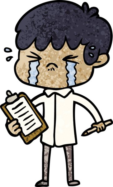 Bir insan tarafından çizilmiş ağlayan çizgi film çocuğu.