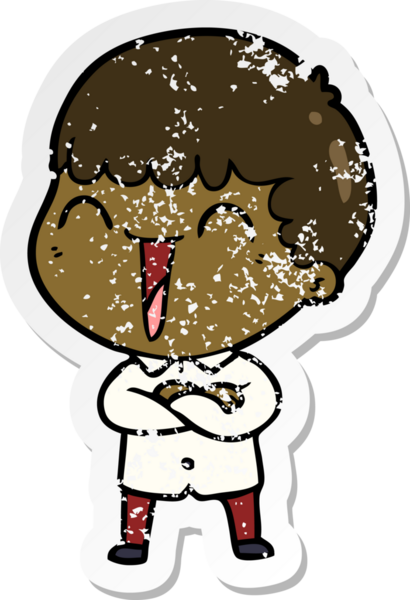 Bir insan tarafından çizilmiş mutlu bir adamın sıkıntılı çıkartması.