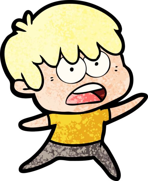 Bir insan tarafından çizilmiş endişeli çizgi film çocuğu.