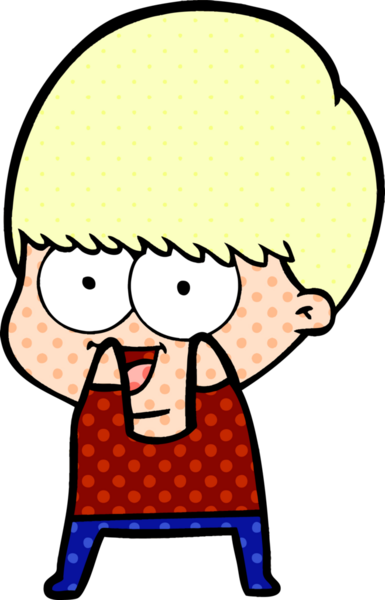 Bir insan tarafından çizilmiş mutlu çizgi film çocuğu.