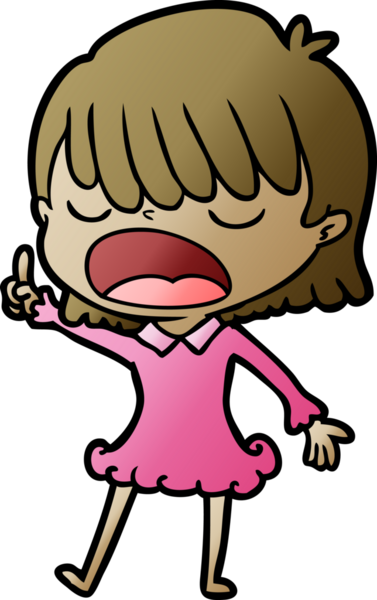 Çizgi filmdeki kadın bir insan tarafından yüksek sesle çizilmiş.