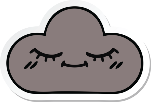 Bir insan tarafından çizilmiş şirin bir fırtına bulutunun çıkartması.