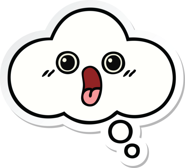 Bir insan tarafından çizilmiş şirin bir düşünce baloncuğunun çıkartması.