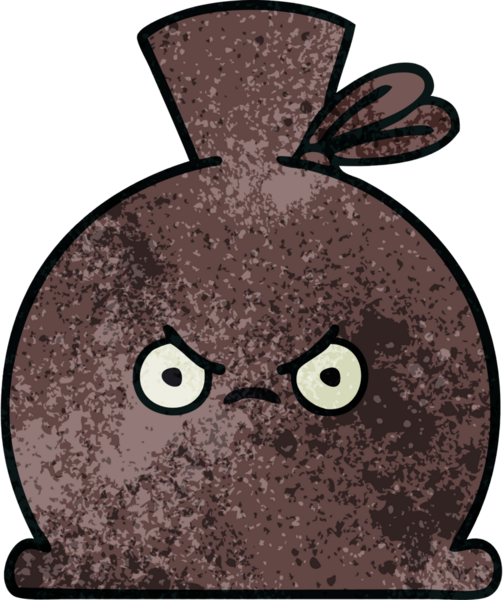 Bir insan tarafından çizilmiş eski grunge desenli bir çuval.