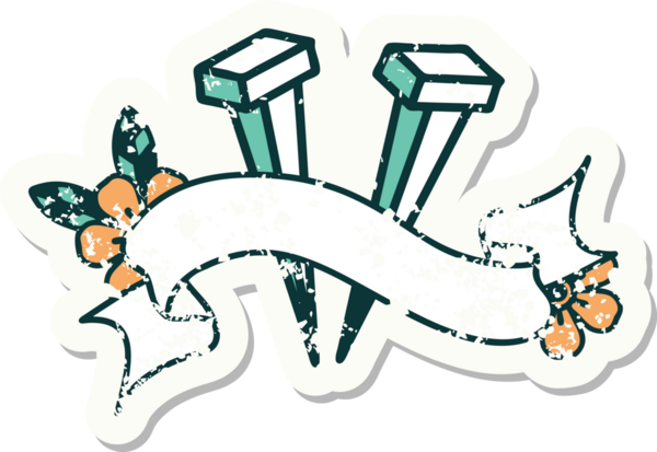 Bir insan tarafından çizilmiş demir çivili eski bir etiket.