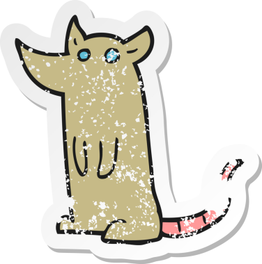 Bir insan tarafından çizilmiş karikatür bir farenin gerilimli çıkartması