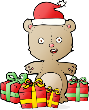 Bir insan tarafından çizilmiş bir çizgi film Noel oyuncak ayısı.