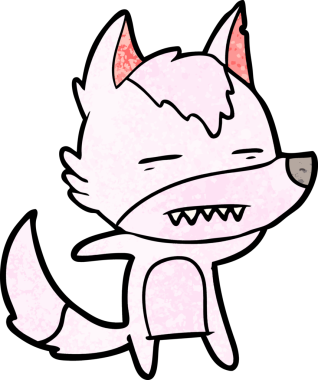 Bir insan tarafından çizilen dişleri gösteren bir kurt çizgi filmi.