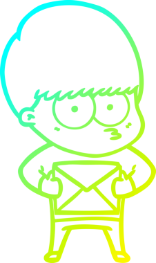 Bir insan tarafından çizilmiş gergin bir çizgi film çocuğu çizimi.