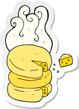 Bir insan tarafından çizilmiş karikatür peynir çarkının çıkartması.