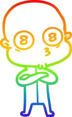 Gökkuşağı gradyan çizgi çizimi Bir insan tarafından çizilmiş garip kel uzay adamı