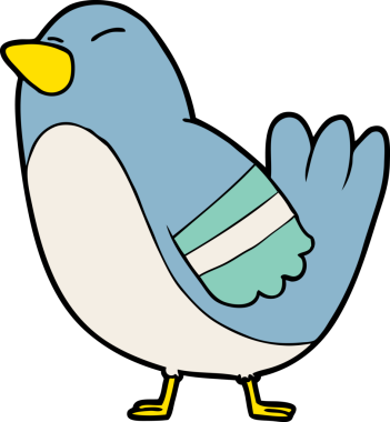 Bir insan tarafından çizilmiş çizgi film kuşu.