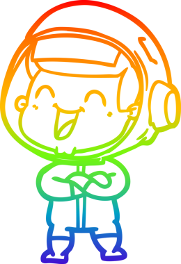 gökkuşağı gradyan çizimi mutlu bir çizgi astronot çizimi bir insan tarafından çizildi