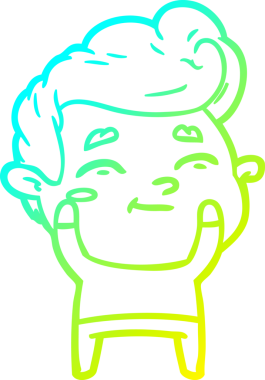 Bir insan tarafından çizilmiş mutlu bir çizgi film karakteri çizimi.