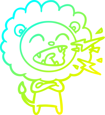 Bir insan tarafından çizilen kükreyen aslanın soğuk çizgi çizimi.