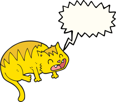 Bir insan tarafından çizilmiş serbest konuşma balonu çizgi film kedisi