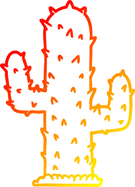 Bir insan tarafından çizilmiş bir kaktüsün sıcak çizgi çizimi