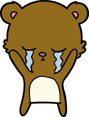 Bir insan tarafından çizilmiş ağlayan ayı karikatürü.