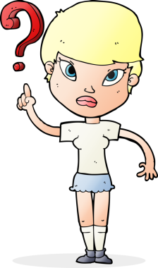 Çizgi filmdeki kadın bir insan tarafından çizilmiş sorular soruyor.