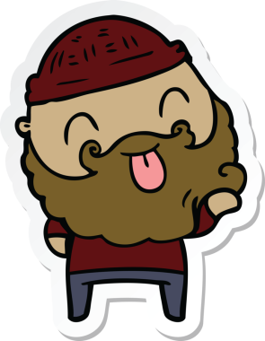 Bir insan tarafından çizilmiş sakallı bir adamın çıkartması.