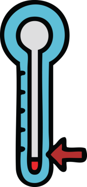 Bir insan tarafından çizilmiş güzel bir cam termometre karikatürü.