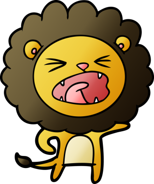 Bir insan tarafından çizilmiş çizgi film aslanı.