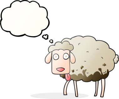 Bir insan tarafından çizilmiş serbest çizim baloncuk karikatür çamurlu koyun