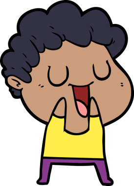 Bir insan tarafından çizilmiş gülen karikatür adam.