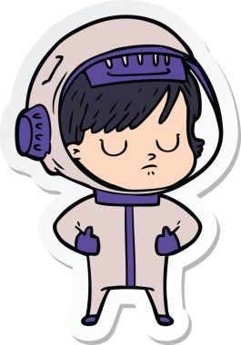 Bir insan tarafından çizilmiş astronot bir kadının çıkartması.