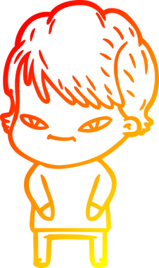 Bir insan tarafından çizilmiş mutlu bir kadının çizgi çizimi.