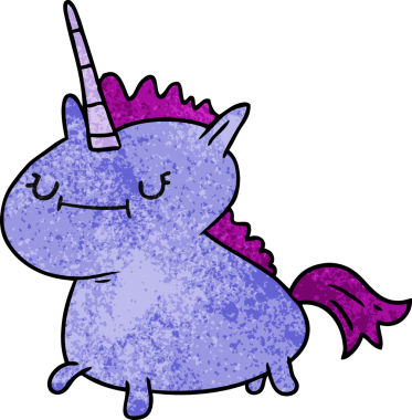 Bir insan tarafından çizilmiş sihirli bir tek boynuzlu atın el çizimi karikatürü.