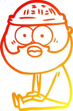 Bir insan tarafından çizilmiş, karikatür sakallı bir adamın çizimi.