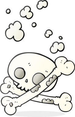 Bir insan tarafından çizilmiş eski bir kemik yığını.