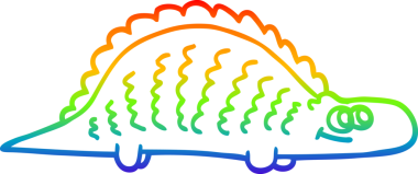 Bir insan tarafından çizilmiş tarih öncesi bir dinozorun gökkuşağı gradyan çizimi