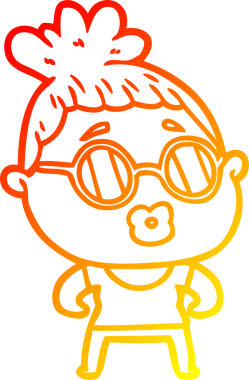 Bir insan tarafından çizilmiş gözlüklü bir karikatür kadın çizimi.