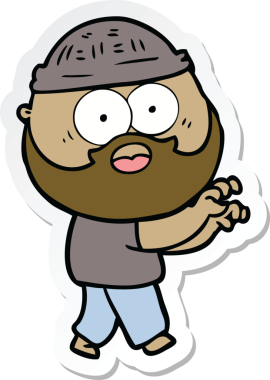 Bir insan tarafından çizilmiş sakallı bir adamın çıkartması.