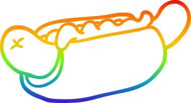 Bir insan tarafından çizilmiş taze ve lezzetli bir sosislinin çizimi.