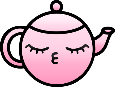 Bir insan tarafından çizilmiş bir çaydanlığın gölgelenmiş karikatürü.