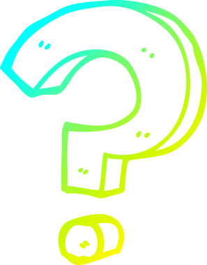 Bir insan tarafından çizilen soru işaretinin soğuk gradyan çizgisi