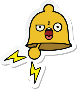 Bir insan tarafından çizilmiş sevimli bir karikatür zili çıkartması.