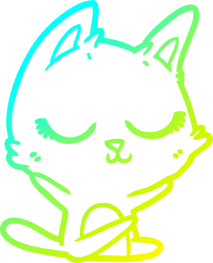 Bir insan tarafından çizilmiş sakin bir çizgi film kedisinin soğuk eğim çizgisi.