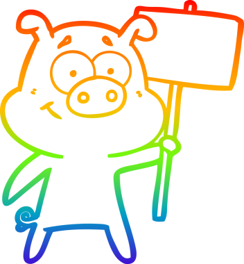 gökkuşağı gradyan çizimi mutlu çizgi domuz çizimi bir insan tarafından çizilmiş