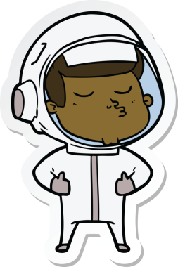 Bir insan tarafından çizilmiş kendine güvenen bir astronotun çıkartması.