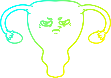 Bir insan tarafından çizilen kızgın rahmin soğuk gradyan çizimi.