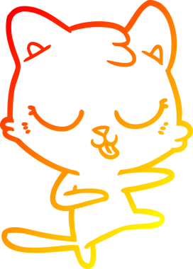 Bir insan tarafından çizilmiş çizgi film kedisinin sıcak çizgi çizimi